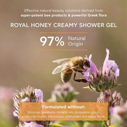 Apivita Royal Honey Creamy Shower Gel With Essential Oils 16.9 Fl.Oz. For Dry Skin With Honey & Propolis Extract - Image 3