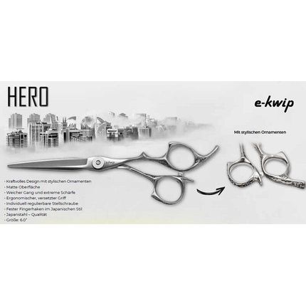 E-Kwip Hero Ergonomic Design Hair Scissors 6.0-Inch