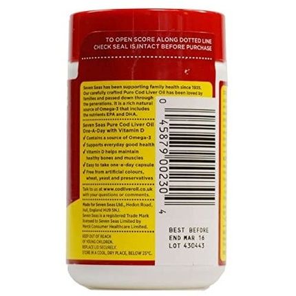 Seven Seas Pure Cod Liver Oil One-A-Day Capsules 60 Capsules