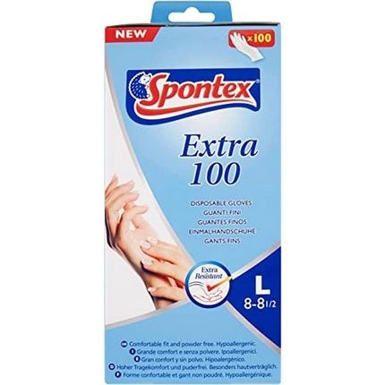 Spontex Spontex Extra Fine 100 Vinyl Hypoallergenic Gloves Large Pack Of 100 Cream