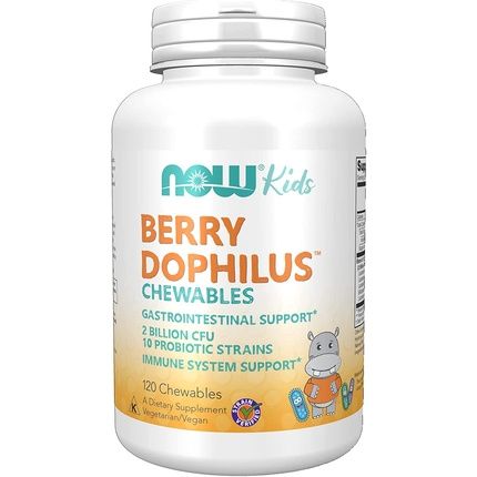 Now Supplements Berrydophilus With 2 Billion 10 Probiotic Strains Xylitol Sweetened 120 Chewables