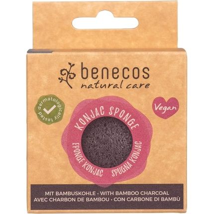 Benecos Natural Cosmetics Konjac Sponge Black Bamboo 100% Biodegradable