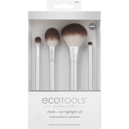 Ecotools Precious Metals Cheek & Eye Highlight Makeup Brush Kit - 4 Piece Set