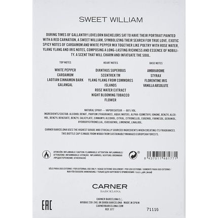 Carner Barcelona Sweet William Eau De Parfum 100Ml - Image 3