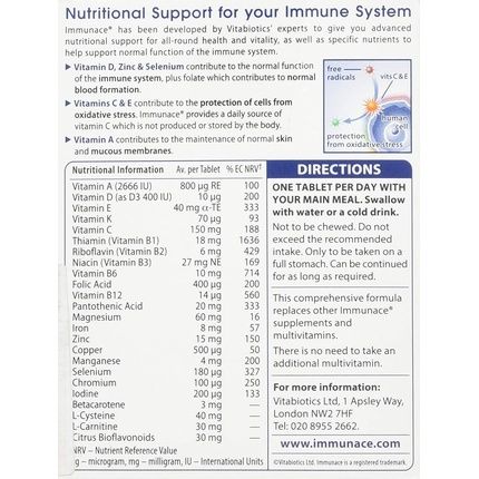 Vitabiotics Immunace With Betacarotene Vitamins And Minerals 30 Tablets