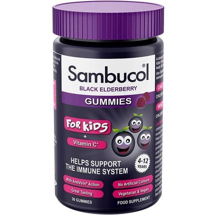 Sambucol Natural Black Elderberry Kids Gummies With Vitamin C 30 Gummies