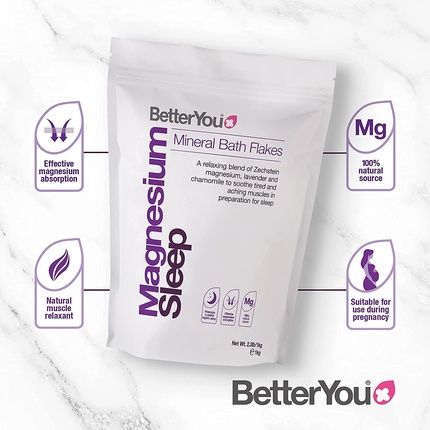 Betteryou Magnesium Sleep Mineral Bath Flakes With Lavender And Chamomile 1Kg