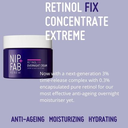 Nip+Fab Christmas Gift Set The Night Shift Trio Retinol Fix Extreme Concentrate Serum And Overnight Cream For Firmer And Smoother Face Skin
