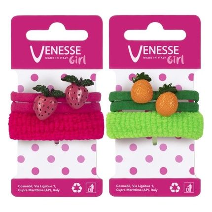 Venesse Girl'S Elastic Hair Bands Microfiber Sponge With Fruit Design 3 Pieces