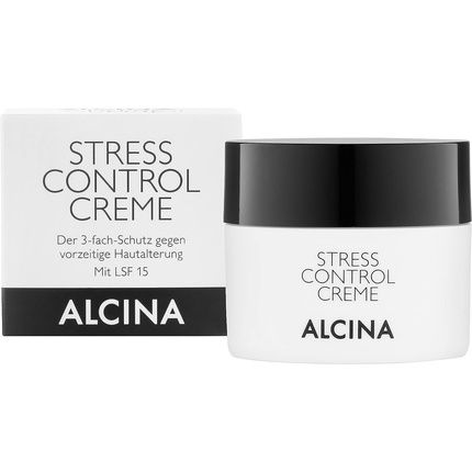 Alcina Stress Control Cream 50Ml Face Care With 3-Fold Protection Against Premature Skin Aging - With Spf 15, Lycopene And Defensil