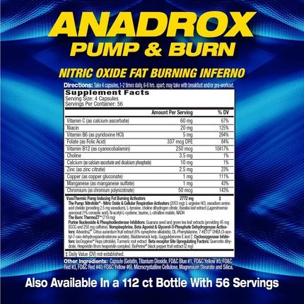 Mhp Anadrox Pump & Burn Nitric Oxide Fat Burning Inferno 224 Capsules - Image 3