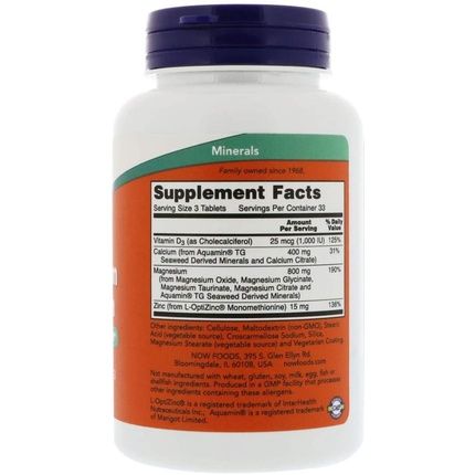 Now Foods Magnesium And Calcium 2:1 100 Tablets - Image 3