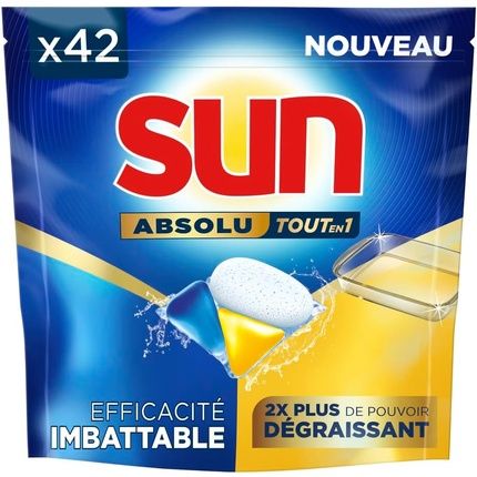 Sun Absolute All-In-One Dishwasher Tablets Degreaser 42 Capsules