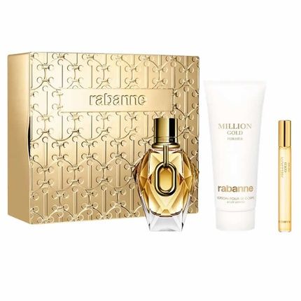 Paco Rabanne Million Gold For Her Eau De Parfum Spray 90Ml Set 3 Pieces