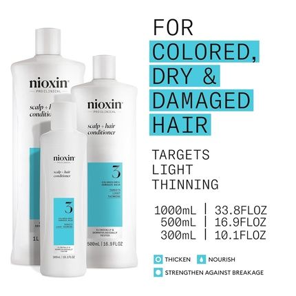 Nioxin System 3 Scalp Hair Thickening Conditioner For Colored Dry & Damaged Hair - Image 3