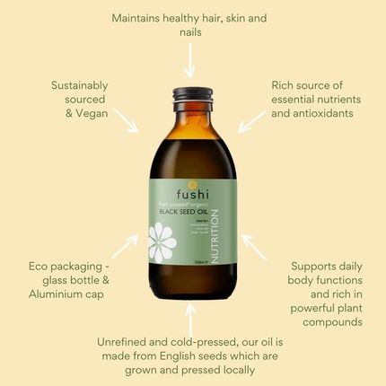 Fushi Organic Virgin Fresh-Pressed Black Seed Oil 250Ml - Improves Hair, Skin, And Nails - Image 3