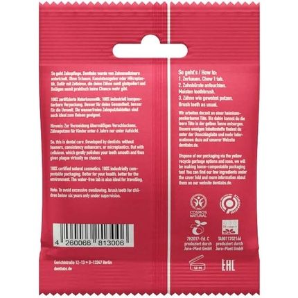 Children'S Strawberry Toothbrush Tablets Plastic-Free Without Fluoride 125 Tablets