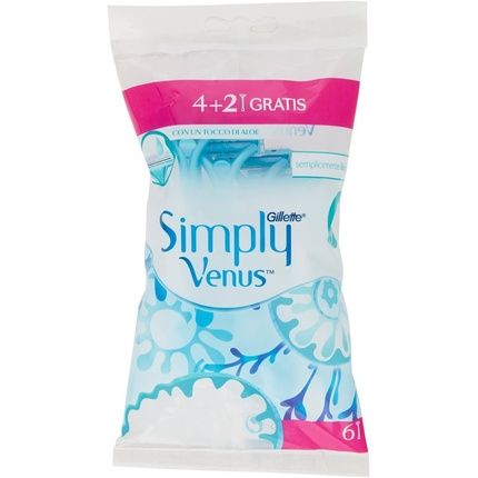 Gillette Venus Simply2 Disposable Razors 6 Pieces - Pack Of 4 + 2