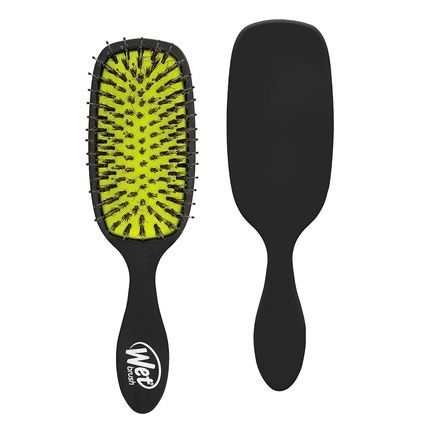 Wet Brush Shine Enhancer Paddle Hair Brush Black With Natural Boar Bristles - Pain-Free Detangling Brush For All Hair Types
