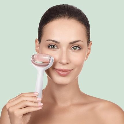 Geske Smartappguided Microneedle Face & Body Roller 9 In 1 With Rose Quartz & Cooling Attachment Electric Derma Roller Microneedling Device Needle Roller Beauty Roller For Face And Body Starlight - Image 3