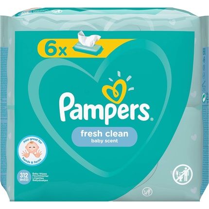 Pampers Fresh Clean Baby Wipes White 312 Count