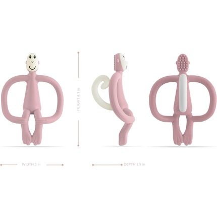 Matchstick Monkey Original Teether & Gel Applicator Silicone Bpa Free 3 Months Old+ 10.5Cm Dusty Pink Monkey