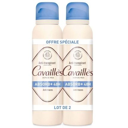Cavailles Absorb+ Anti-Transpirant Deodorant 48H Spray 150Ml - Pack Of 2
