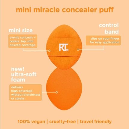 Real Techniques Mini Miracle Concealer Puff Trio Small Makeup Puff For Liquid Cream Foundation Targeted Concealing Travel Friendly Reusable Vegan Cruelty Free Mini Powder Puff - Image 3