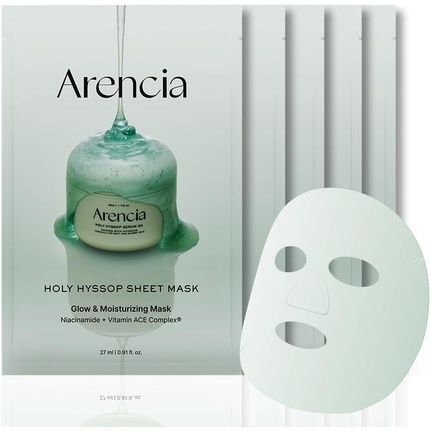 Arencia Hyssop Glow Sheet Mask Hydrating Glowing Boosting Repairing - Pack Of 5