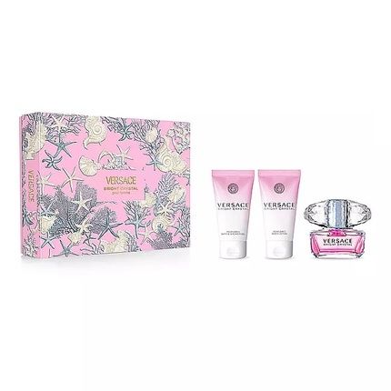 Versace Bright Crystal Women Eau De Toilette Spray 50Ml Set With Body Lotion And Shower Gel