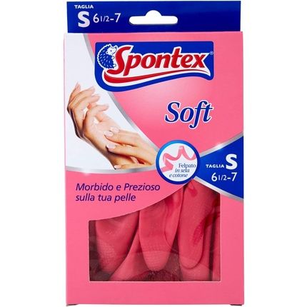 Spontex Soft Household Gloves Natural Latex Pink Small Size Taglia Piccola