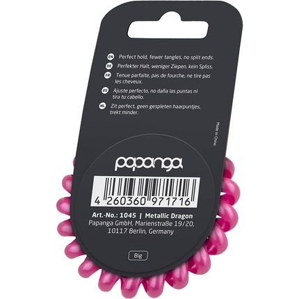Papanga Spiral Hair Elastics Metal Edition Size Big, Metallic Dragon Pink Pack - Image 3
