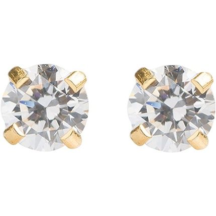 Ear Piercing Earrings Gold 4Mm Clear Cz Studs"Studex System 75