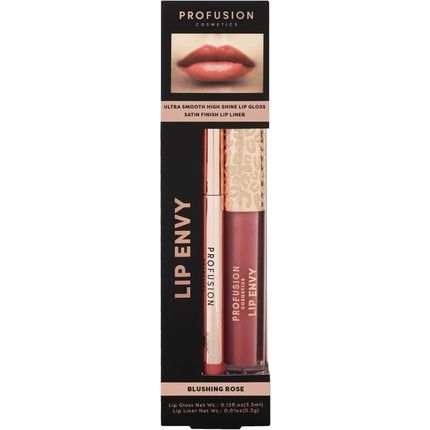 Profusion Lip Envy Blushing Rose Gloss And Liner Set - Bold Colour Payoff