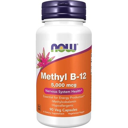 Now Methyl B-12 5000Mcg Methylcobalamin Hypoallergenic 90 Veg Capsules