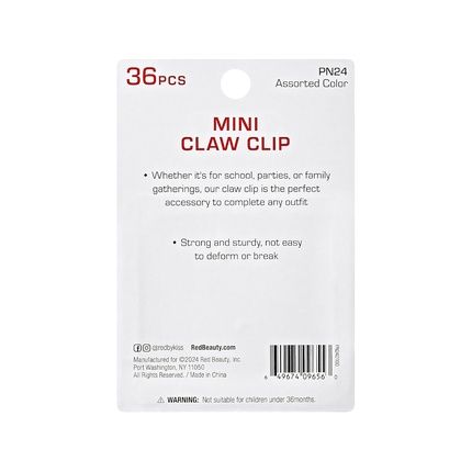 Red By Kiss 36 Pieces Kids Mini Claw Barrettes Self-Hinge Plastic Hair Clips - Image 3