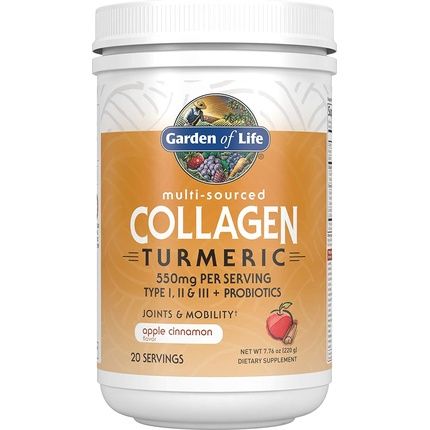 Garden Of Life Multi-Sourced Protein Hydrolyzed Collagen Peptides Powder Supplements Apple Cinnamon Turmeric 20 Servings 7.76 Oz