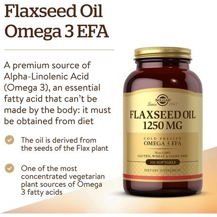 Solgar Flaxseed Oil 1250Mg Softgels - Image 3