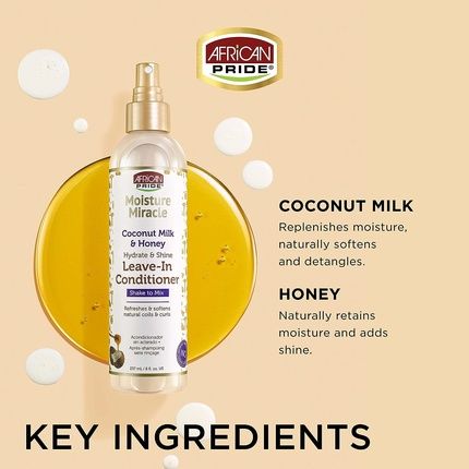 African Pride Moisture Miracle Coconut Milk & Honey Leave-In Conditioner 8 Oz - Image 3