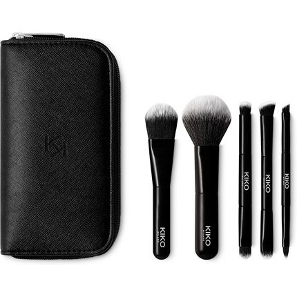 Kiko Milano Travel Brush Set With Pouch And 5 Professional Brushes