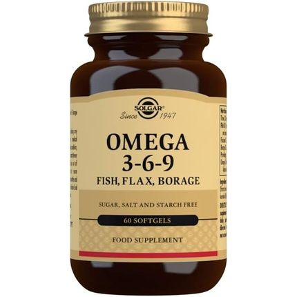 Solgar Omega 3-6-9 Softgels 60 Softgels - Blend Of Premium Fish, Flax And Borage Oils - Specially Formulated Ratio - Molecularly Distilled To Remove Mercury, Pcbs And Heavy Metal Contaminants