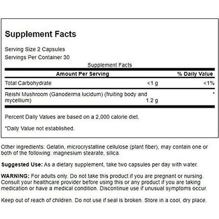 Swanson Reishi Mushroom Immune Function Mood Support 600Mg 60 Capsules - Pack Of 4