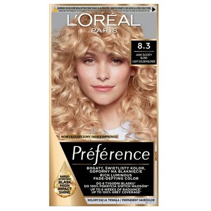 L'Oreal Recital Preference Hair Dye 8.3 Light Golden Blonde