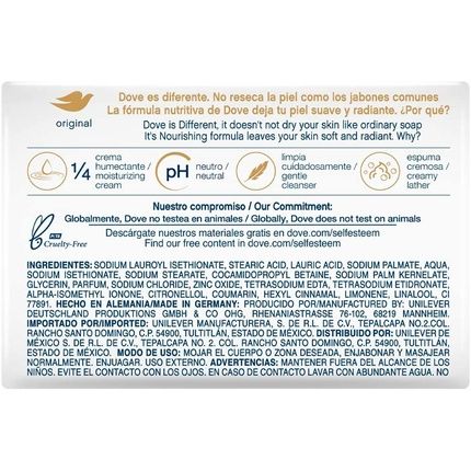 Dove Beauty Cream Bar Gentle Cleanser With 1/4 Moisturizing Cream 135G