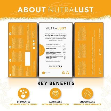Nutralust Libido-Boosting Tea With Ashwagandha, Muira Puama, Ginseng, Black Tea, And Maca 20 Tea Bags