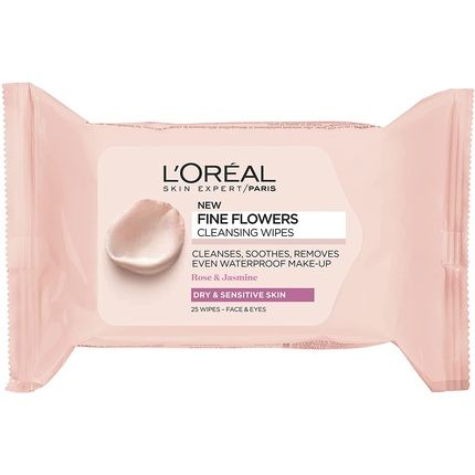 L'Oreal Paris Fine Flowers Cleansing Wipes For Dry And Sensitive Skin 25 Wipes