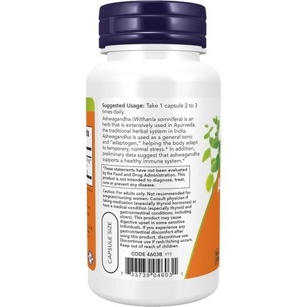 Now Foods Ashwagandha Ayurvedic Adaptogen Immune System Support 90 Veg Capsules 450Mg - Image 3