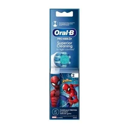 Oral-B Pro Kids 3+ Superior Cleaning Spiderman Replacement Brush Heads - 2 Pack