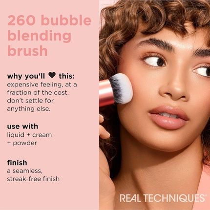 Real Techniques Bubble Blending Makeup Brush Multipurpose Face Brush For Liquid Cream And Powder Products Unique Bubble Brush Head Synthetic Bristles Vegan And Cruelty Free - Image 3