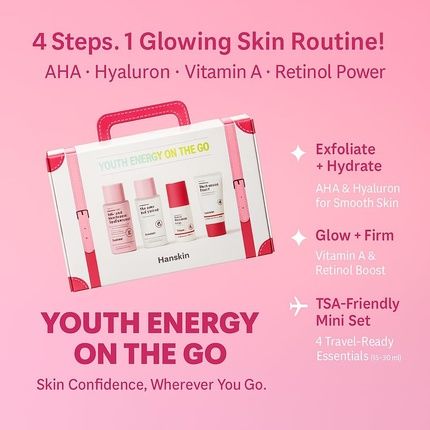 Hanskin Youth Energy On The Go Kit Essential Anti-Aging Skin Care - Pack Of 4